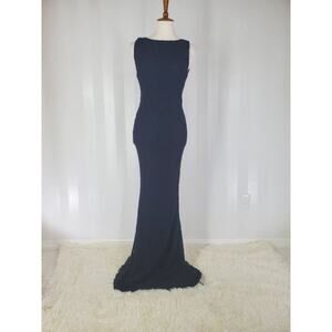 NWT ALICE + OLIVIA Women's Navy Blue Floor Length Sleeveless Lace Dress Sz 8